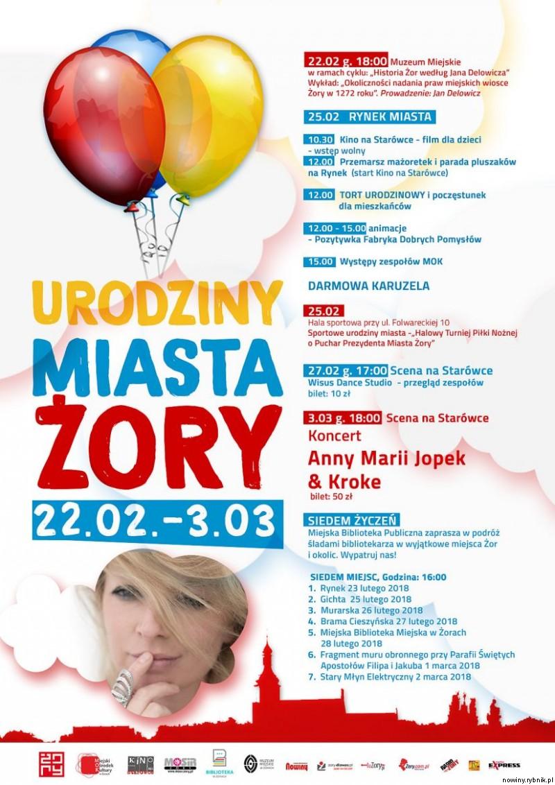 Plakat z imprezami na urodziny miasta / www.zory.pl