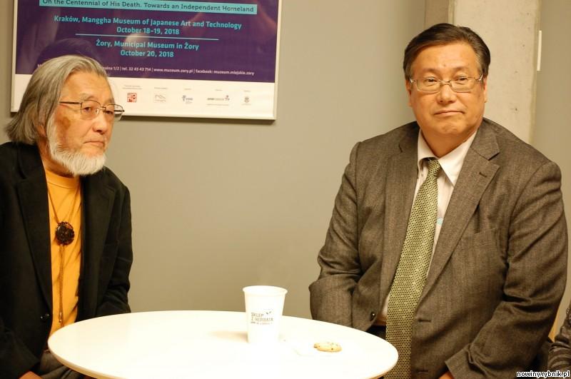 Wnuk Bronisława Piłsudskiego Kazuyasu Kimura (z prawej) i prof.  Koichi Inoue z Uniwersytetu Hokkaido / Ireneusz Stajer
