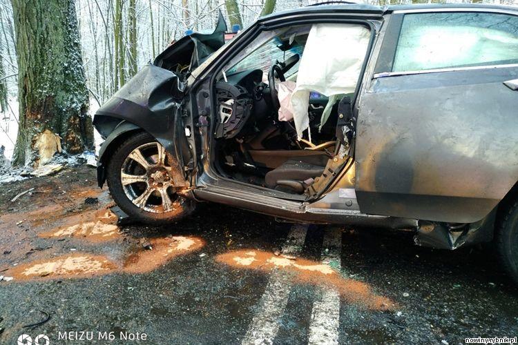 Kierowca hondy prawdopodobnie stracił panowanie nad samochodem / PSP Rybnik
